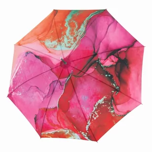 Parasol damski długi Carbonsteel Lang Marmur, różowy - Parasole - miniaturka - grafika 1