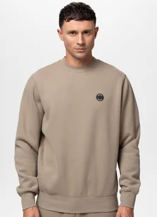 Bluza PIT BULL SMALL LOGO beżowa (pale sand) prosta-XXL - Bluzy męskie - miniaturka - grafika 1