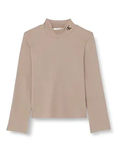Calvin Klein Damskie topy z dzianiny Plus Rib Mock Neck L/S, Perfect Taupe, 3XL - Koszulki i topy damskie - miniaturka - grafika 1