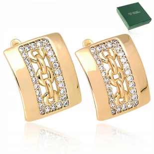 ZŁOTE KOLCZYKI STAL CHIRURGICZNA ANGIELSKIE KRYSZTAŁKI CYRKONII PREZENT - Kolczyki ZŁOTE KOLCZYKI STAL CHIRURGICZNA ANGIELSKIE KRYSZTAŁKI CYRKONII PREZENT - Kolczyki - miniaturka - grafika 1