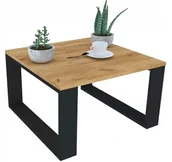 Ławy i stoliki kawowe - Nowoczesna Kwadratowa Ława Kawowa Dąb Artisan + Czarny N6-B73 - miniaturka - grafika 1