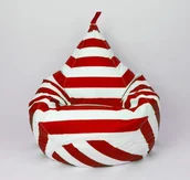 Fotele i pufy dla dzieci - Pufa Worek Dla Dzieci Tipi Paski Biało Czerwona - miniaturka - grafika 1