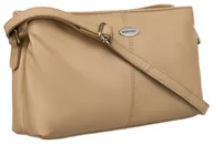 Torebki damskie - Mała torebka na ramię listonoszka crossbody na suwak skóra naturalna Rovicky, beżowy - miniaturka - grafika 1