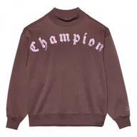 Bluzy sportowe damskie - Damska bluza dresowa nierozpinana z golfem Champion Rochester Mock Turtle Neck Long Sleeves Sweatshirt - brązowa - CHAMPION - miniaturka - grafika 1