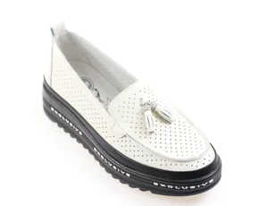 Skórzane mokasyny Evento 24PB18-7176 beż - Mokasyny damskie - miniaturka - grafika 1