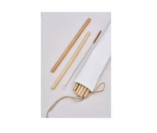 Słomki bambusowe wielorazowe 200x6-9 mm 12szt. + czyścik - Słomki do napojów - miniaturka - grafika 1