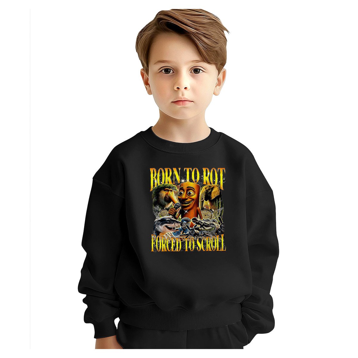BLUZA DZIECIĘCA BRAINROT BORN TO ROT 122-128 DLA CHŁOPCA DZIEWCZYNKI