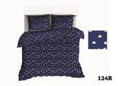 Pościel - Pościel 150x200 R124 granatowa serca serduszka białe 317D 1 poszewka 50x60 - miniaturka - grafika 1