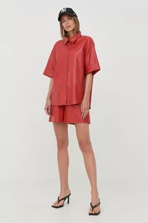 Koszule damskie - Karl Lagerfeld Lagerfeld Lagerfeld koszula damska kolor czerwony relaxed z kołnierzykiem klasycznym - grafika 1