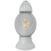 Lampiony i znicze - Znicz szklany Luksor LED 18 x 40 cm biały / czarny - miniaturka - grafika 1