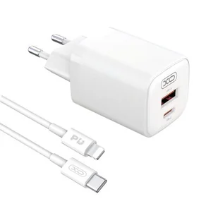 XO Ładowarka sieciowa L96 PD 30W QC 3.0 18W 1x USB 1x USB-C biała + kabel USB-C - Lightning - Ładowarki do telefonów - miniaturka - grafika 1