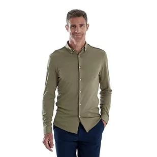 Casualowa koszula męska bez prasowania, odporna na zagniecenia, odpycha plamy, bez smug potu, antyzapachowa, oddychająca, męska koszula z długim rękawem Entalle Slim Fit, Ciemnozielony, L - Koszule męskie - miniaturka - grafika 1