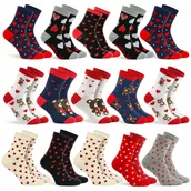 Skarpetki męskie - 15 PAR SKARPETY DAMSKIE Z SERCAMI SKARPETKI KOLOROWE DŁUGIE BAWEŁNA 38-42 - miniaturka - grafika 1