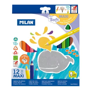 MILAN Kredki maxi super soft 12 kolorów - Przybory szkolne - miniaturka - grafika 1