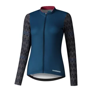 Damska Bluza Rowerowa  Shimano W'S Kaede Printed L.S. Jersey | Deep Ocean - Rozmiar S - Bluzy na rower - miniaturka - grafika 1