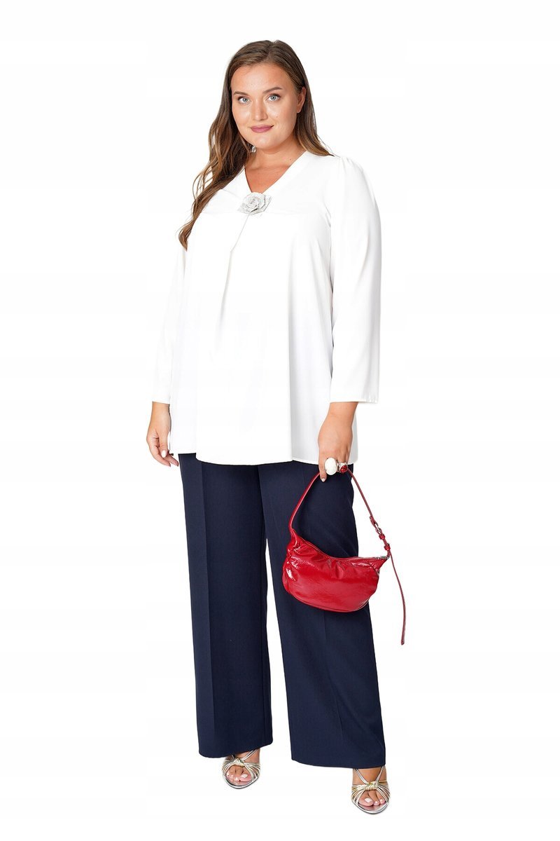 MANEJ ELEGANCKA BIAŁA BLUZKA Z DŁUGIM RĘKAWEM PLUS SIZE 48-50 OPA