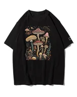 Koszulki męskie - Koszulka oversize Magiczne Leśne Grzyby Zbieranie Hobby Czarny L - miniaturka - grafika 1