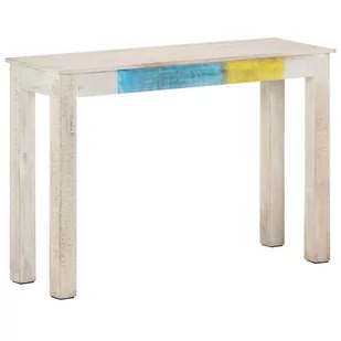 VidaXL Lumarko Stolik konsolowy, biały, 115x35x77 cm, surowe drewno mango 323556 VidaXL - Ławy i stoliki kawowe - miniaturka - grafika 1