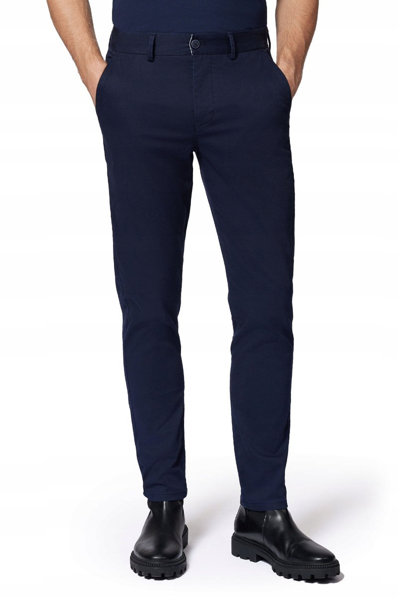 Spodnie Chino Męskie Bawełniane Granatowe Slim Fit Próchnik PM2 W35/L34