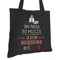 Torby i wózki na zakupy - Torba Bawełniana dla Księgowej Czarna Na Prezent ekologiczna Trwały Nadruk - miniaturka - grafika 1