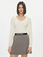 Bluzki damskie - Tommy Hilfiger Bluzka WW0WW41654 Beżowy Slim Fit - miniaturka - grafika 1