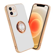 Etui i futerały do telefonów - Pokrowiec Do Apple iPhone 12 Etui w Glossy Biały - Złoto magnetycznym Obudowa Case Cover Ochronny Cadorabo - miniaturka - grafika 1