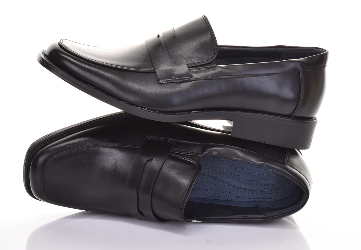 PÓŁBUTY MĘSKIE KLASYCZNE EKOSKÓRZANE WSUWANE ELEGANCKIE CASUAL CZARNE