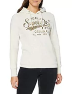Bluzy damskie - Superdry Damska bluza z kapturem Script Sequin, Oatmeal Marl, XXS - miniaturka - grafika 1