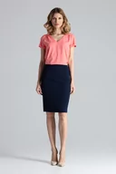 Spódnice - Elegancka  Spódnica Tuba przed Kolano - Granatowy - miniaturka - grafika 1