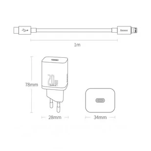Baseus Super Si 1C szybka ładowarka USB Typ C 20W Power Delivery + kabel USB Typ C - Lightning 1m biały (TZCCSUP-B02) - Kable USB - miniaturka - grafika 19