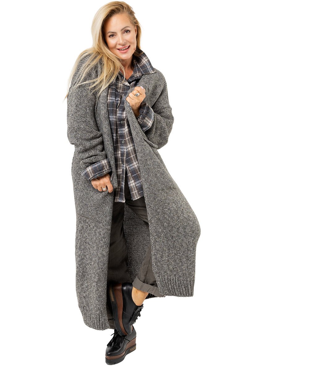 Długi ciepły melanżowy kardigan AURORA