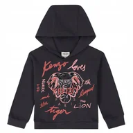 Bluzy dla dziewczynek - Kenzo Bluza Dziecięca Bawełniana Z Kapturem Wzór Słoń 116 Kyb - miniaturka - grafika 1