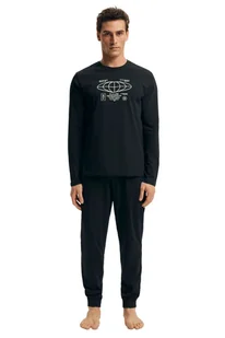 Piżama męska Loger 43469 czarna - Piżamy męskie Piżama męska Loger 43469 czarna - Piżamy męskie - miniaturka - grafika 1