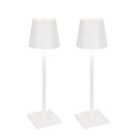 Lampy stojące - QAZQA Zestaw 2 lamp stołowych zewnętrznych białych w komplecie z diodą LED i ładowanym ściemniaczem - Janet - miniaturka - grafika 1