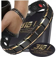 Bransolety męskie - Czarna Zdrowotna Bransoleta Bransoletka Męska Magnetyczna Mocna Oryginał - miniaturka - grafika 1