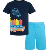 Piżamy chłopięce - Piżama z krótkim rękawem dla chłopca, z lokomotywą, granatowa 3-8 lat - miniaturka - grafika 1