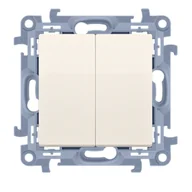 Wyłączniki światła i elektryczne - Wyłącznik podwójny SIMON 10 szybkozłączka - kremowy - miniaturka - grafika 1