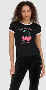 Koszulki i topy damskie - JUICY COUTURE - Czarny t-shirt damski z wisienkami - grafika 1