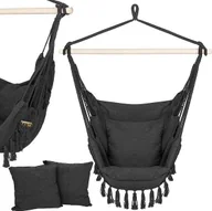 Fotele ogrodowe wiszące - Springos Hamak brazylijski z poduszkami boho ciemnoszare UNIWERSALNY - miniaturka - grafika 1