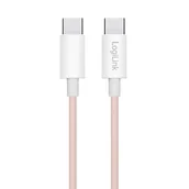 Kable USB - LogiLink USB-C 0.5m w nylonowym oplocie różowy - miniaturka - grafika 1