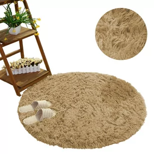 Dywan okrągły Shaggy Strado 200x200 CappuccinoCamel (Jasny brązowy) - Dywany - miniaturka - grafika 1