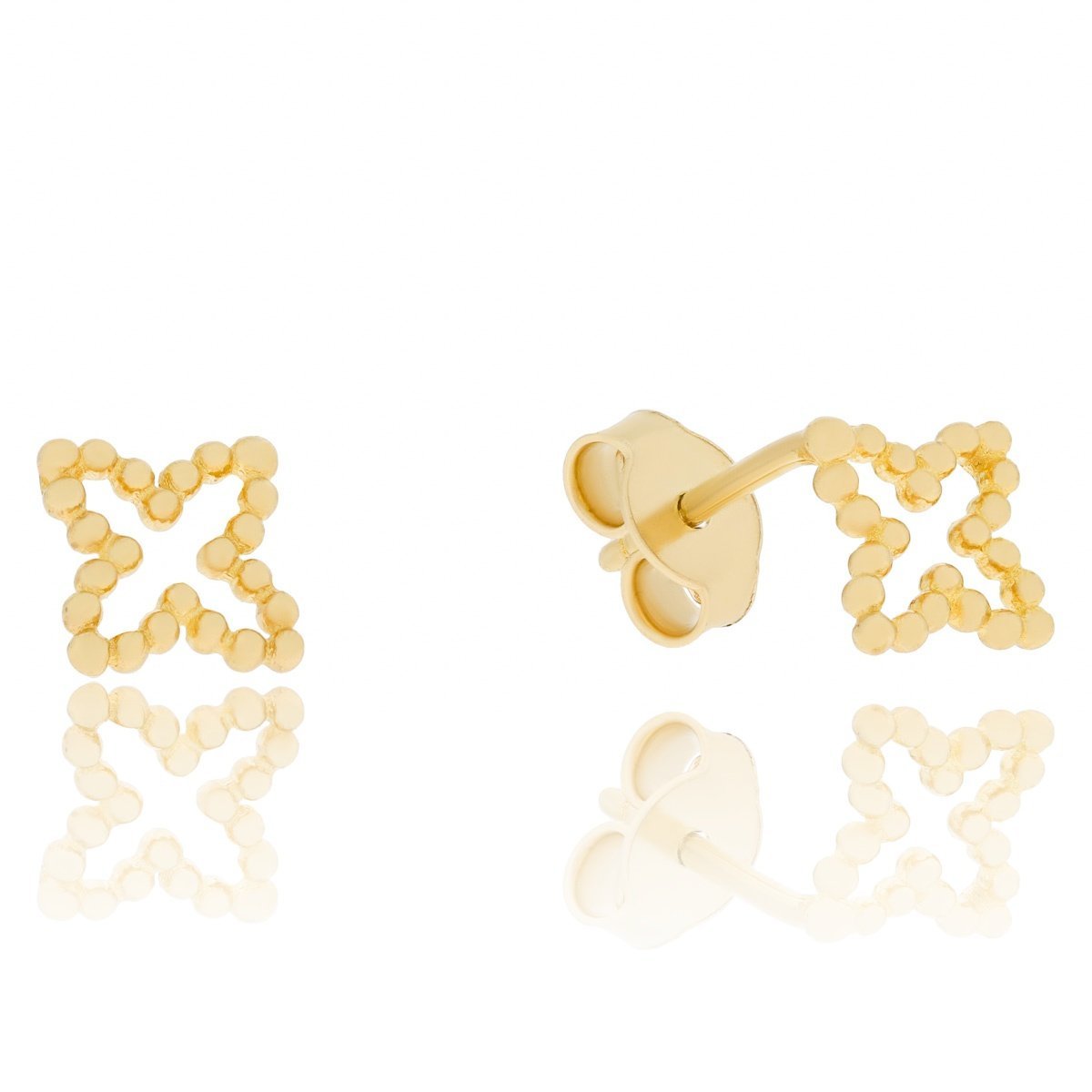 Złote kolczyki kwiatek na sztyfcie kontury pr.333