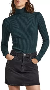 Swetry damskie - Pepe Jeans Damski sweter Dalia z zawijanym kołnierzem, Zielony (Regent Green), M - grafika 1