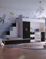 Meblościanka Raj 5 połysk - pokój dziecięcy, młodzieżowy z materacem i stelażem czarny