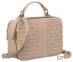 Stylowa listonoszka pudełkowa torebka crossbody damska na ramię skóra ekologiczna Peterson, beżowy - Torebki damskie - miniaturka - grafika 1