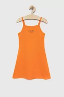 Sukienki i spódniczki dla dziewczynek - Calvin Klein Jeans sukienka dziecięca kolor pomarańczowy mini rozkloszowana - miniaturka - grafika 1