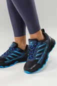 Buty trekkingowe damskie - Czarne buty trekkingowe damskie buty sportowe na bieżnikowanej podeszwie sznurowane niebieskie wstawki softshell Casu 2408-2W - miniaturka - grafika 1