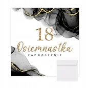 Kartki okolicznościowe i zaproszenia - Zaproszenia na 18 urodziny Osiemnastkę z Kopertą Black Gold - miniaturka - grafika 1