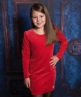 Sukienki i spódniczki dla dziewczynek - Cocco aksamitna czerwona sukienka dla dziewczynki 140/146/By Royal Baby Shop - miniaturka - grafika 1