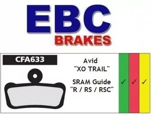 Avid EBC XO Trail 2013 MTB rower górski okładziny hamulcowe MTB, szary, nie dotyczy FA633R - Hamulce rowerowe - miniaturka - grafika 1